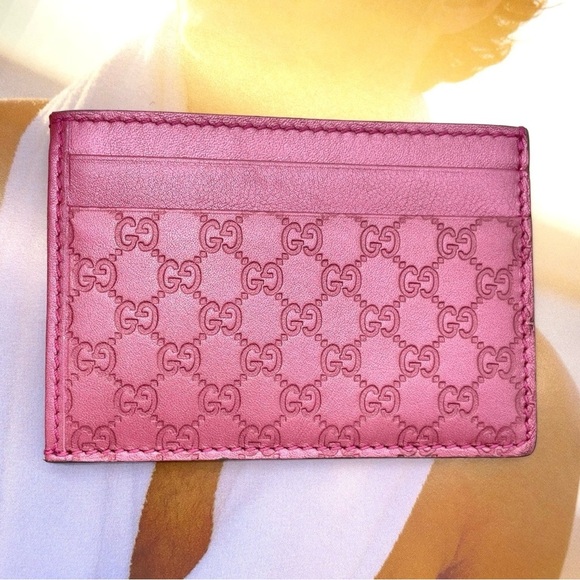 Auth GUCCI MicroGG Guccissima
Shima Leather Pink Card Case - Picture 1 of 16